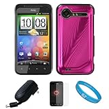 Pink Metallic Cosmo Wave Design Protective Snap-On Case Cover for HTC Droid ....