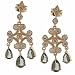 Vermeil (24k Gold over Sterling Silver) Simulated Smokey Quartz and simulated Diamond cz Teardrop Chandelier Earrings
