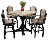 Outdoor Classic Polywood Bar Table and 4 Swivel Bar Chair SET - *DOVE GRAY/BLACK* Color