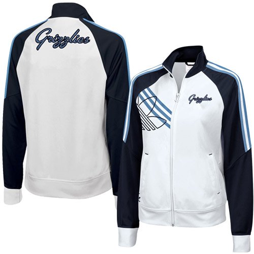 NBA adidas Memphis Grizzlies Ladies White-Navy Blue Court Series Full Zip Track Jacket (Large)