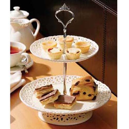 LACE - Ceramic 2 Tier Cake Stand - Cream