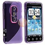 TPU Rubber Skin Case for HTC EVO 3D, Frost Dark Purple S Shape