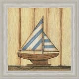 Iii Sailboat Star Folk Art Nautical Decor Print Framed