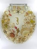 Elongated Sea Shell Lucite Tropical Fish Toilet Seat Seashell