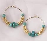 Kenyan Heishi Bead and Turquoise Hoop Earrings