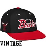 Chicago Bulls Script Black/Red Two Tone Snapback Adjustable Plastic Snap Back Hat / Cap
