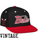 Chicago Bulls Script Black/Red Two Tone Snapback Adjustable Plastic Snap Back Hat / Cap