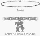 Silver Girl & Boy Kissing Charm Flat Cable Anklet