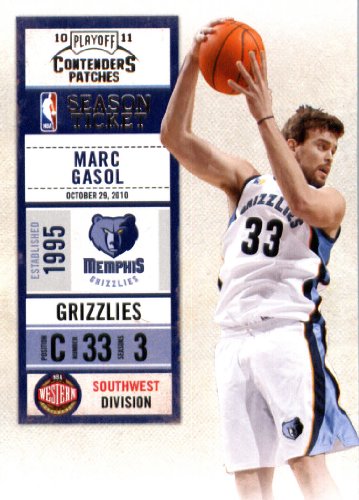 2010 11 Playoff Contenders Plates & Patches Basketball Card # 49 Marc Gasol Memphis Grizzlies In a Protective Screwdown Display Case!