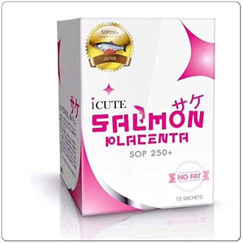 Icute Salmon Placenta Sop250+ Whitening Anti Aging Look Younger Beverage Drink 15 Sachets.