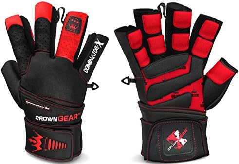 Weightlifting Gloves for Gym Fitness Crossfit Bodybuilding - Workout Gloves for Men & Women - Dominator Leather Crossfit Cross Training Gloves W. Wrist Strap Wrap - Best Weight Lifting Gloves with Wrist Support for Heavy Lifting - 1 Year Replacement Warranty