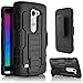 LG Tribute 2 Case, Starshop Full Protection Dual Layers Hybird Case with Kickstand and Locking Belt Swivel Clip with Premium Screen Protector Black