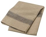 Domestique Linen/Cotton Herringbone Set of 3 Kitchen Towels, Natural and Black