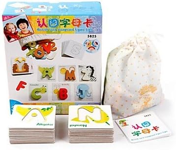 Stars 52PCS Colorful Wooden Animal Alphabet Recognition Card Educational Toys