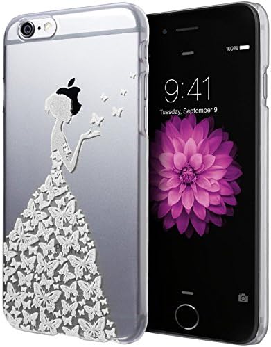 Iphone 6 Case,Fashion Hard Butterfly Dress Girl Design Princess Pattern Premium Scrub Translucent Pc Cover Apple Iphone 6 (4.7inch,white)