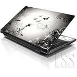 LSS 15 15.6 inch Laptop Notebook Skin Sticker Cover Art Decal Fits 13.3" 14" 15.6" 16" HP Dell Lenovo Apple Asus Acer Compaq (Free 2 Wrist Pad Included) Butterfly Contrast Fade