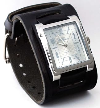 Nemesis #KIN053S Men's Signature Collection Wide Leather Cuff Band Watch