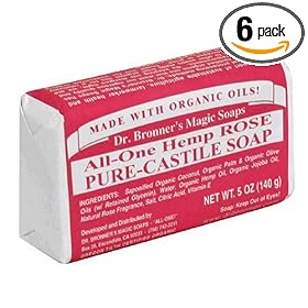 Dr. Bronner's Magic Soaps Pure-Castile Soap, All-One Hemp Rose, 5-Ounce Bars (Pack of 6)