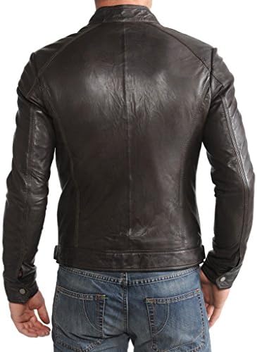 Awwalleather Men's Moto Leather Jacket Mj 09 Medium Dark Brown