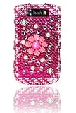 BlackBerry Torch 9800 Full Diamond Graphic Case - Flower on Pink (Free Hand ....
