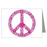 IMAGE OF Greeting Cards (20 Pack) Flowered Peace Symbol Pnk