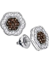 10KT White Gold 0.50 CTW-Diamond Micro-Pave Earring