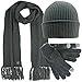 Ribbed Knit Men's 3 Piece Hat Scarf & Texting Gloves Set