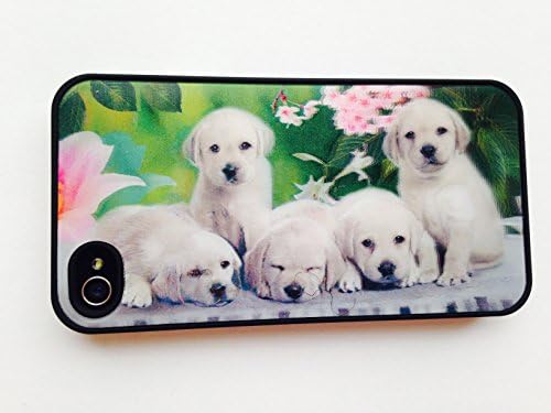 Iphone 5/5c/5s Case, Dashen Protective Case with Series Cute Pictures, Snap-On [Perfect Fit] Hard Back Cover for Iphone 5 Series (Black Side with Puppies)
