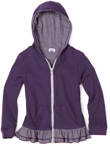 Splendid Littles Girls 2-6X Cozy Thermal Zip Jacket, Plum, 2T
