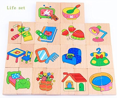 28Pcs Vechile Domino Toys Multicolor Baby Toys Wooden Blocks Educatinal Wooden Toys Life Set