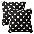 Pack of 2 Outdoor Patio SquareThrow Pillows 18.5" - Black & White Polka Dot