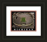 Small The Big House Michigan Wolverines Aerial Framed Print - Black Double Mat