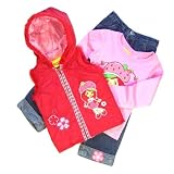 Strawberry Shortcake Young Girls 3-Piece Vest & Jeans Set Sizes 4-6X