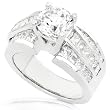 One of a Kind 2-5/8ctw Round & Princess Diamond Ring in 18kt White Gold