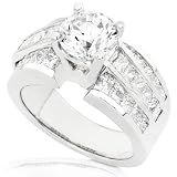One of a Kind 2-5/8ctw Round & Princess Diamond Ring in 18kt White Gold
