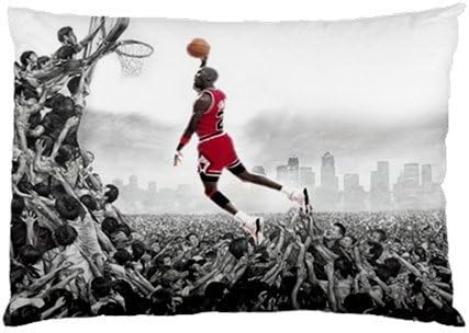 Amili Custom Cotton &amp; Polyester Custom Zippered pillowcase -Michael Jordan Air NBA Mj Pillow Case Two Side Cover Rectangle Pillow Cases