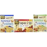 Tapaz 2 Go Gluten Free Snack Pack Hummus And Crackers Packs 3 Flavor Variety Bundle: (1) Tapaz 2 Go Classic Hummus & Sea Salt Lentil Crackers, (1) Tapaz 2 Go Roasted Garlic Hummus & Sea Salt Lentil Crackers, and (1) Tapaz 2 Go Red Pepper Hummus & Sea Salt Lentil Crackers, 3.6 Oz. Ea. (3 Boxes Total)