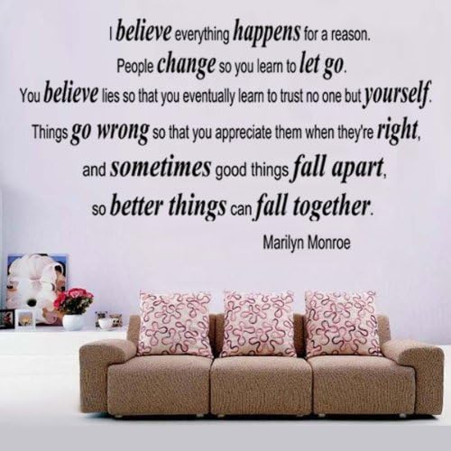 MARILYN MONROE I Believe Everything Happens Quote Vinyl Wall Decal Sticker Decor
