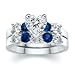 2.30 CT HEART DIAMOND W ROUND BLUE SAPPHIRE RING SET