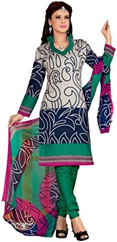 PARISHA Off White & Blue Printed Un-stitched Chudidar Suit 2SJS2005