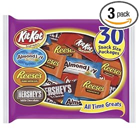 Hershey's All Time Greats Assortment (Kit Kat, Reese's, Almond Joy & Hershey's), 16.3-Ounce Bags (Pack of 3)
