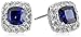 Amazon Collection Sterling Silver, Gemstone, and Created White Sapphire Cushion Stud Earrings