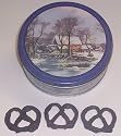 Scott's Cakes 1 lb. Dark Chocolate Covered Pretzel in a Homestead Tin
