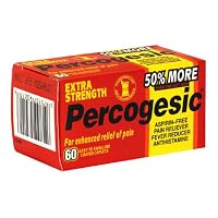 Percogesic Aspirin-Free Pain Reliever/Fever Reducer, Extra Strength, Easy to Swallow Coated Caplets, 60 coated caplets (Pack of 2)