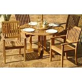 70033 5pc Barbuda Folding 47 Inch Round Table Sussex Teak Stacking Set