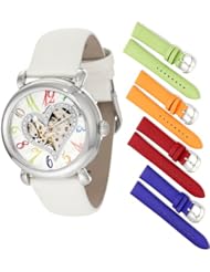 Stuhrling Original Womens 109SW2.1115C2 Amour Aphrodite Cupid Watch Set Automatic skeleton Swarovski Crystal Interchangeable Strap