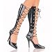 SEDUCE 5 Inch D'Orsay Open Front Knee Boot w/ Lace Black Patent Pleaser