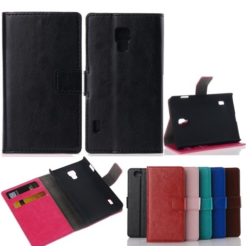 Ezydigital LG Optimus L7 II Dual P715 Leather Folio Support Smart Case Cover With Card Holder & Magnetic Flip Horizontals