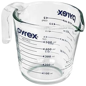 Pyrex Prepware 2-Cup Measuring Cup, Clear with Blue Measurements