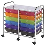 Double-Wide Storage Cart w/12 Drawers: Multi-Color